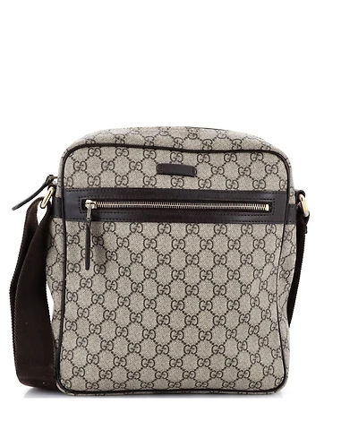 Pre-Owned Gucci Medium Front Zip Messenger Gg Coated Canvas