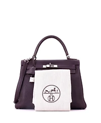Pre-Owned HERMES Kelly 28 Handbag Purple Togo with Palladium Hardware