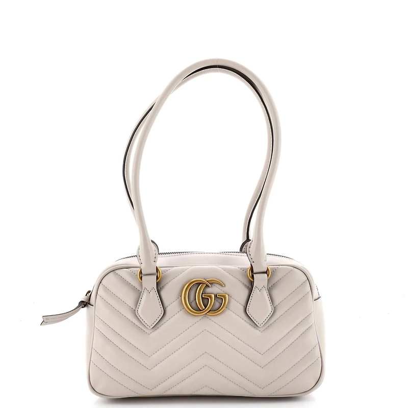 Pre-Owned Gucci Small Gg Marmont Top Handle Shoulder Bag Matelasse Leather