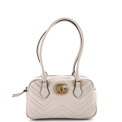 Pre-Owned Gucci Small Gg Marmont Top Handle Shoulder Bag Matelasse Leather
