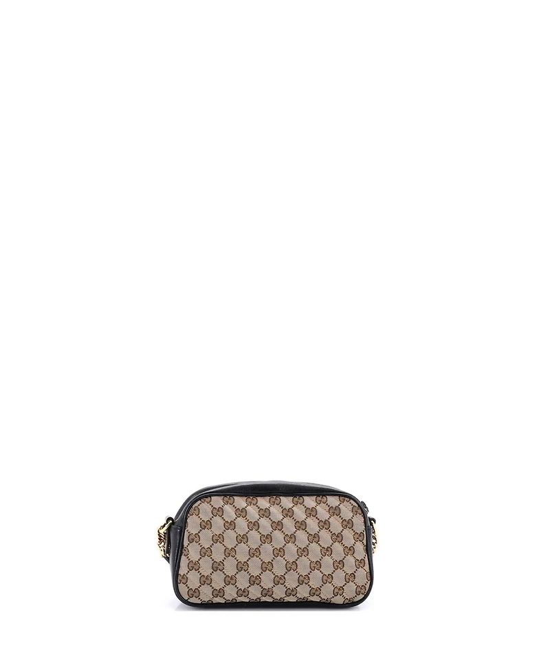 Pre-Owned Gucci Small Gg Marmont Shoulder Bag Diagonal Quilted Gg Canvas with Leather