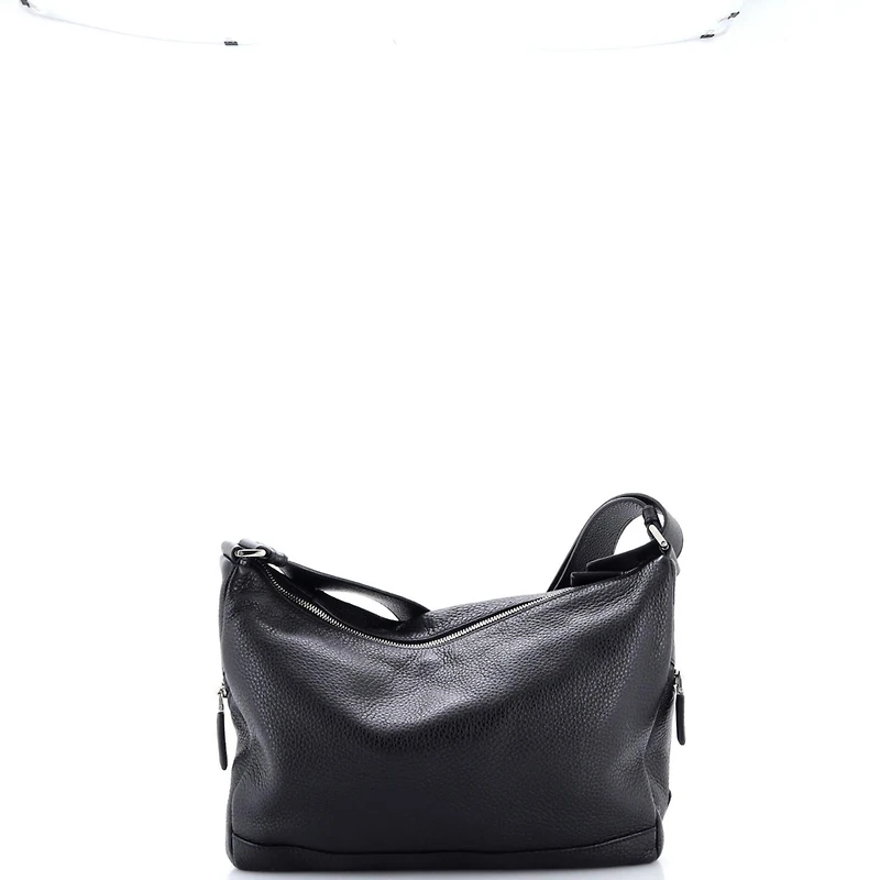 Pre-Owned Prada Triangle Logo Embossed Side Zip Shoulder Bag Vitello Daino