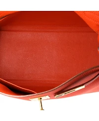 Pre-Owned HERMES Kelly 28 Handbag Orange Togo with Gold Hardware
