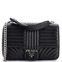 Pre-Owned Prada Large Chain Flap Shoulder Bag Diagramme Quilted Leather