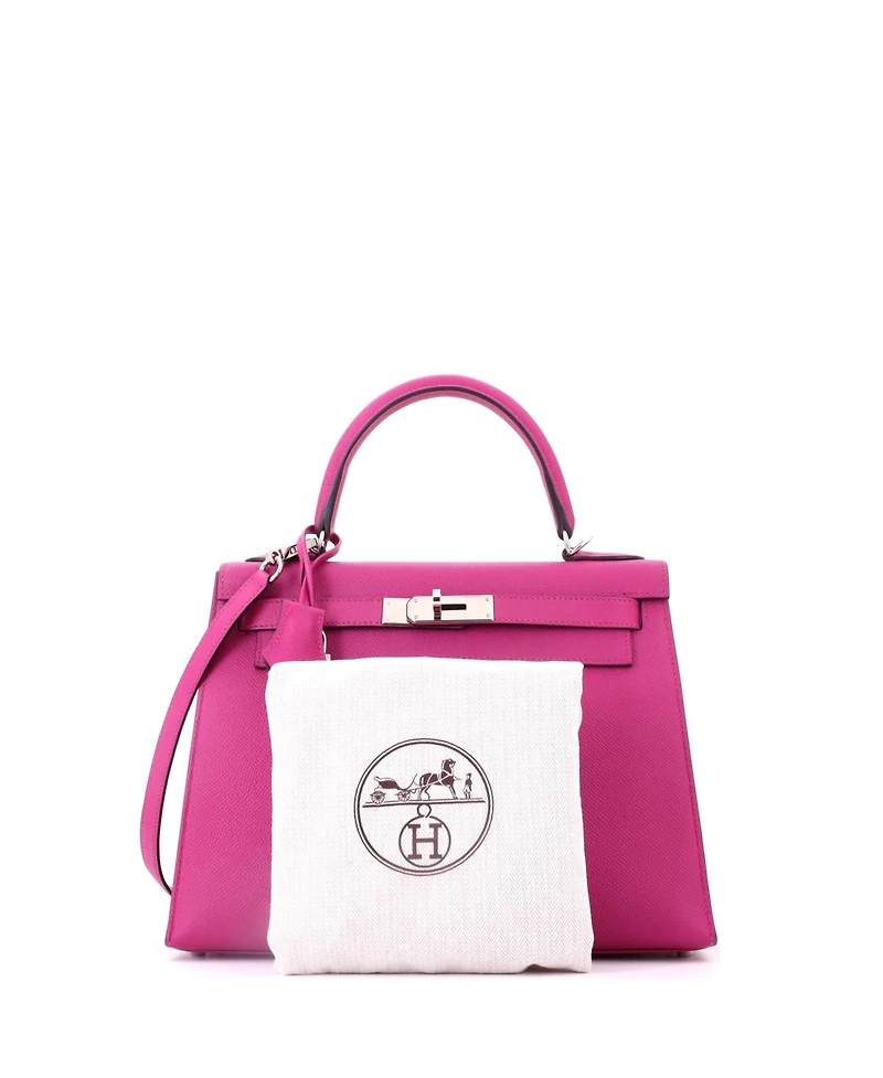 Pre-Owned HERMES Kelly 28 Handbag Pink Epsom with Palladium Hardware