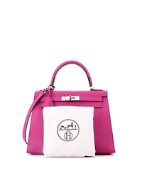 Pre-Owned HERMES Kelly 28 Handbag Pink Epsom with Palladium Hardware