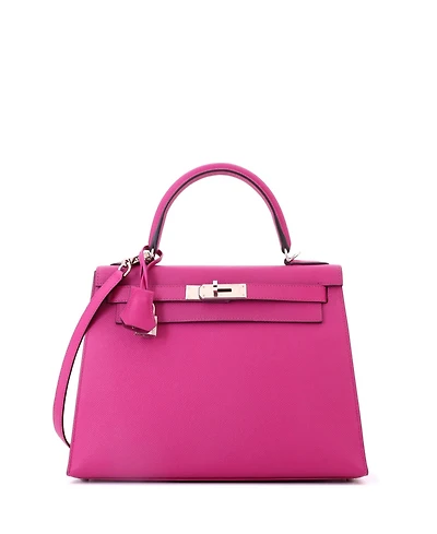Pre-Owned HERMES Kelly 28 Handbag Pink Epsom with Palladium Hardware