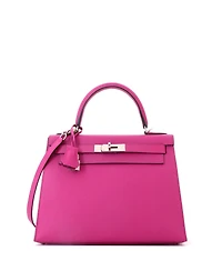 Pre-Owned HERMES Kelly 28 Handbag Pink Epsom with Palladium Hardware