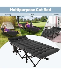 Aboron 2-Pack Folding Camping Cot with Mat: 75"x28". Heavy Duty 1200D Oxford Outdoor Bed for Adults Carry Bag. Portable Travel