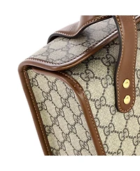 Pre-Owned Gucci Small Horsebit 1955 Boston Bag Gg Coated Canvas