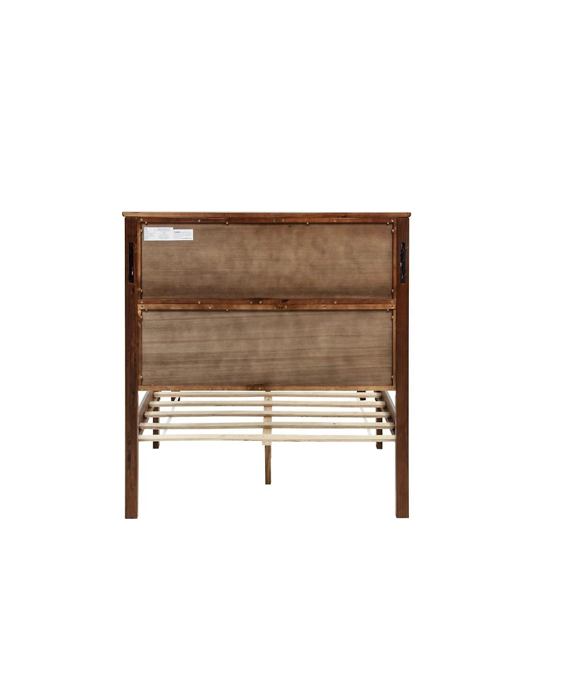 Clihome Queen Bed with Tall-Panel Headboard and Footboard, 2 Storage Drawers, Built-in Led Lights