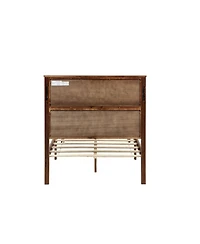 Clihome Queen Bed with Tall-Panel Headboard and Footboard, 2 Storage Drawers, Built-in Led Lights