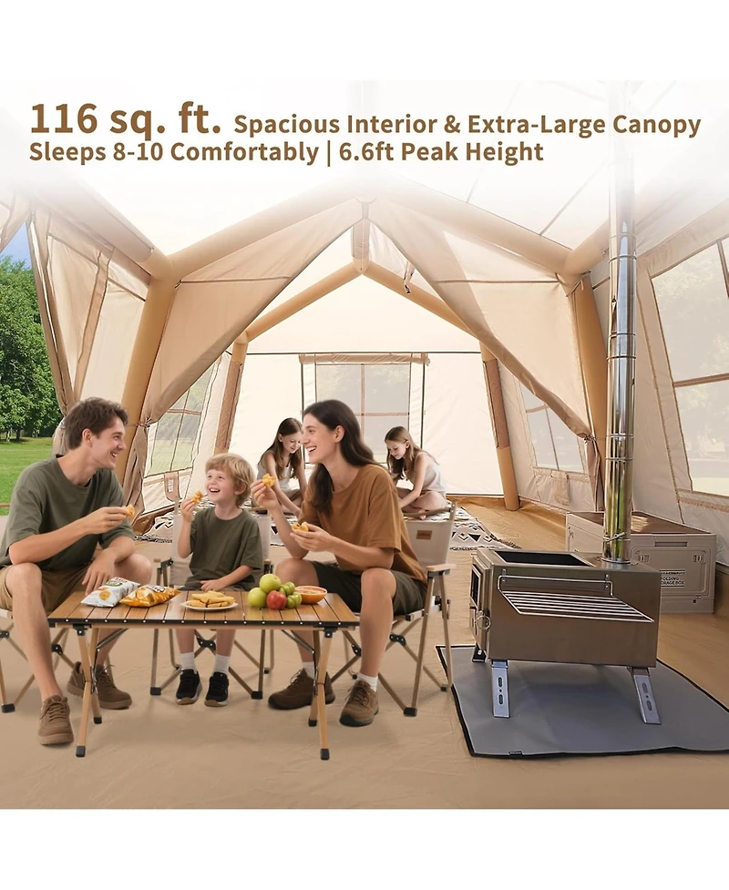 Aboron 4-Season Inflatable Camping Tent - Easy Setup Blow Up Tent with Hand Pump, Windproof and Breathable - Fits 2-8 People