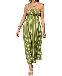 Cupshe Women's Green Grass Striped Maxi Beach Dress