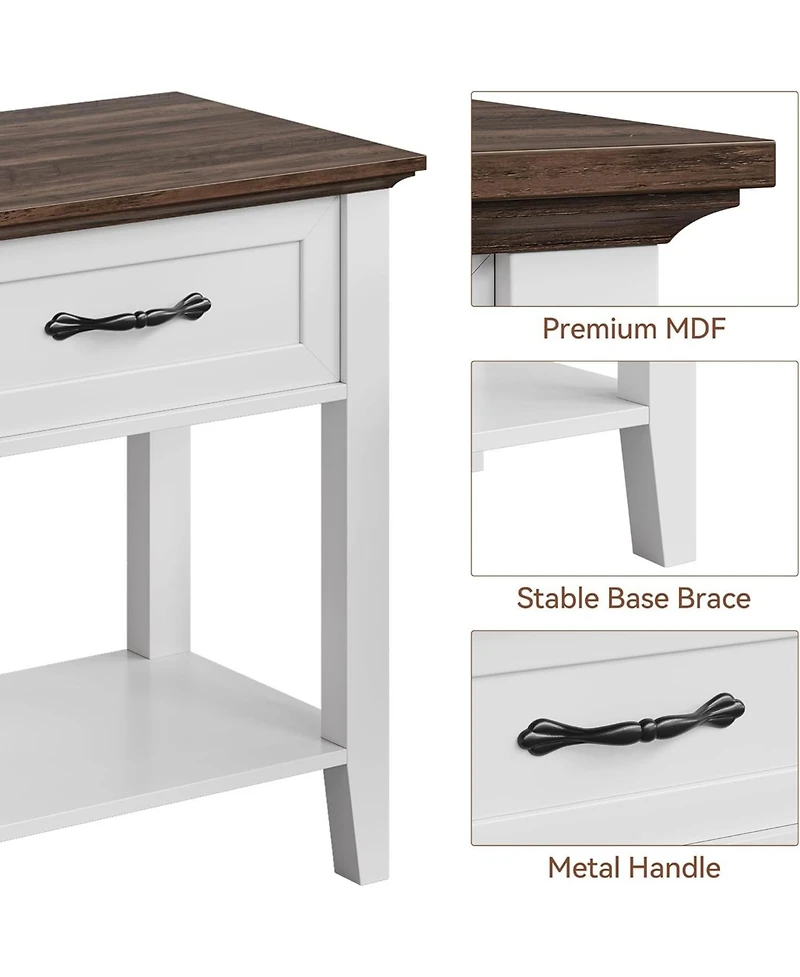 homfan Modern Nightstands Set of 2 with Drawer and Open Shelf, Space-Saving End Tables for Bedroom, Living Room and Dorm, Easy Assembly