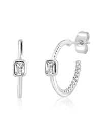 Simona Modern Bezel-Set Birthstone Cz Half Hoops