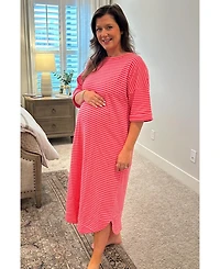 Pinkblush Women's Maternity Fuchsia Striped Terry Maxi Dress