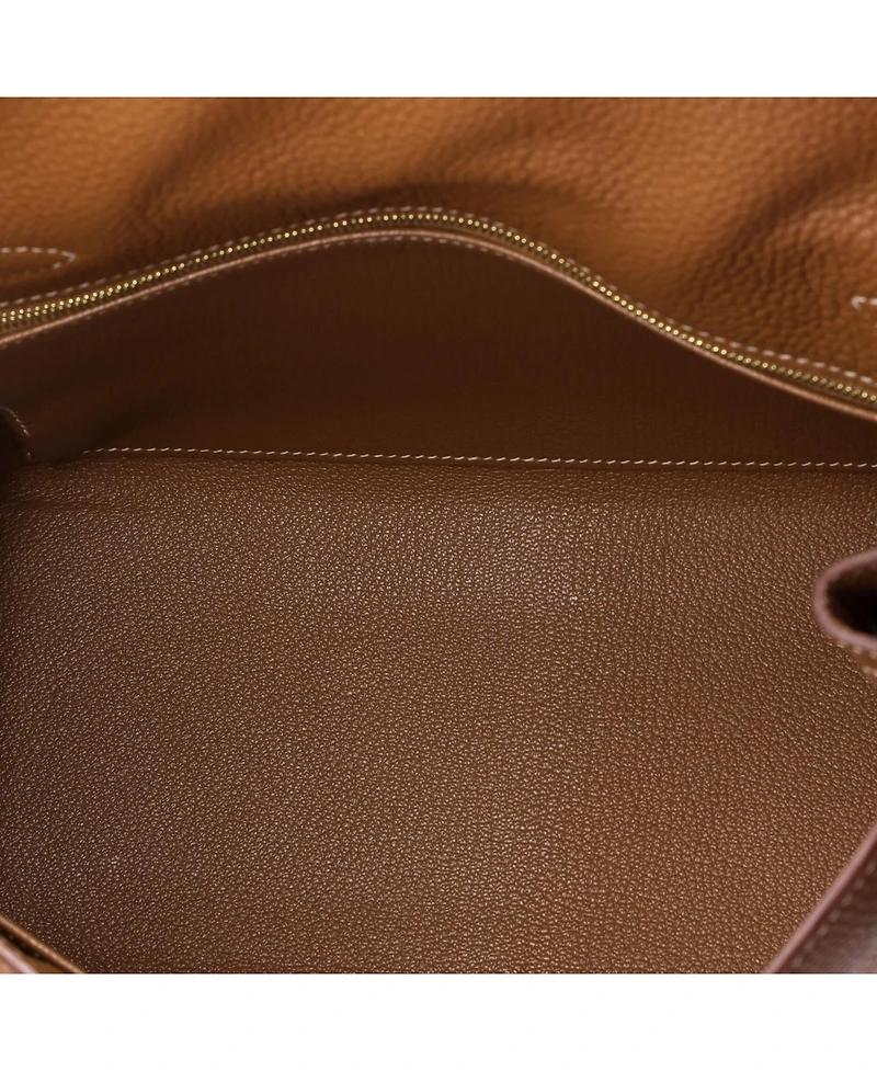 Pre-Owned HERMES Kelly 28 Handbag Brown Togo with Gold Hardware