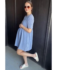 Pinkblush Maternity Blue Raw Hem Short Sleeve Dress