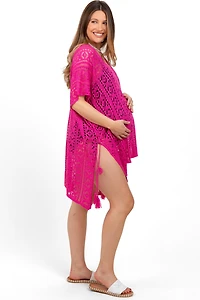 Pinkblush Maternity Fuchsia Crochet Knit Swim Cover Up