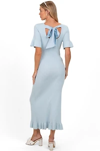 Pinkblush Maternity Sky Ribbed Knit Bow Back Ruffle Accent Dress