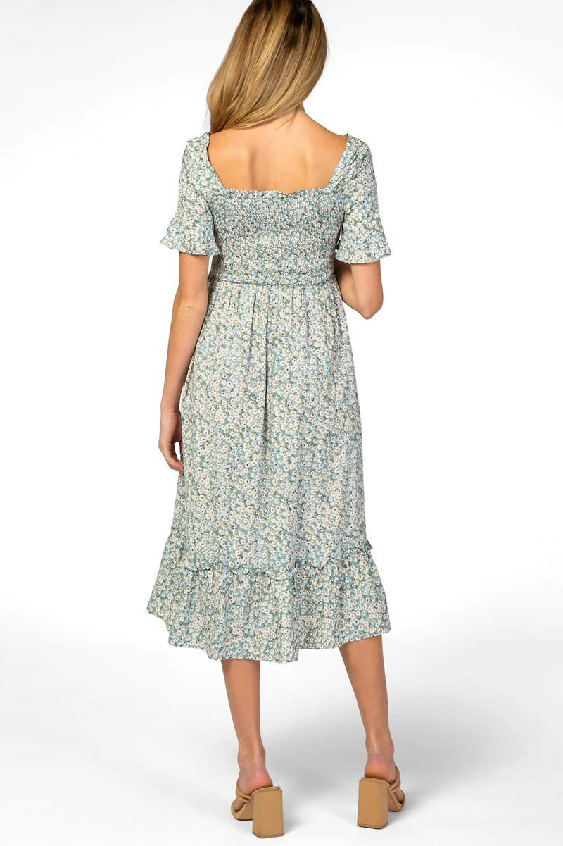 Pinkblush Floral Ruffle Maternity Midi Dress
