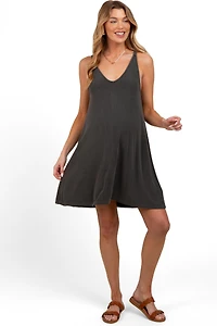 Pinkblush Maternity Charcoal Ribbed Sleeveless Front Seam Dress