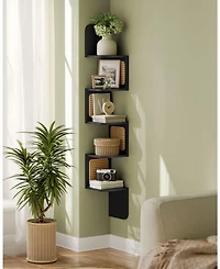 Slickblue Modern 5 Tier Corner Shelf Pvc Rattan Storage Organizer