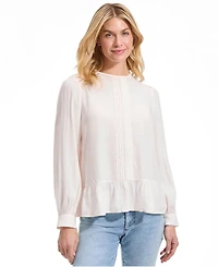 Lands' End Women's Crepe Pintuck Peplum Top