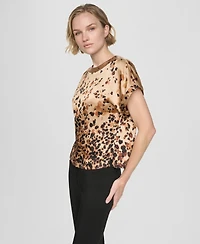 Dkny Women's Crewneck Keyhole Blouse