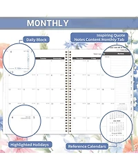 Gnuadz 2026-2031 5-Year Monthly Planner - Twin-Wire Bound, With Dividers, Pocket Design, Floral Pattern