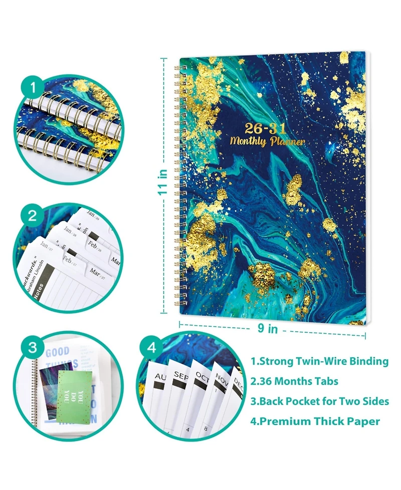 Gnuadz 2026-2031 Monthly Planner 5 Year Calendar Tabs