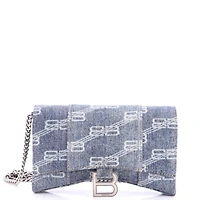 Pre-Owned Balenciaga Hourglass Chain Wallet Bb Monogram Denim