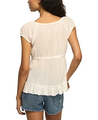 Lucky Brand Women's V-Neck Cotton Babydoll Top