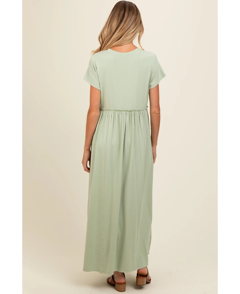 Pinkblush Maternity Light Olive Ruffle Trim Maxi Dress