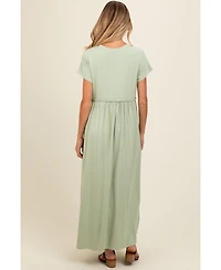 Pinkblush Maternity Light Olive Ruffle Trim Maxi Dress