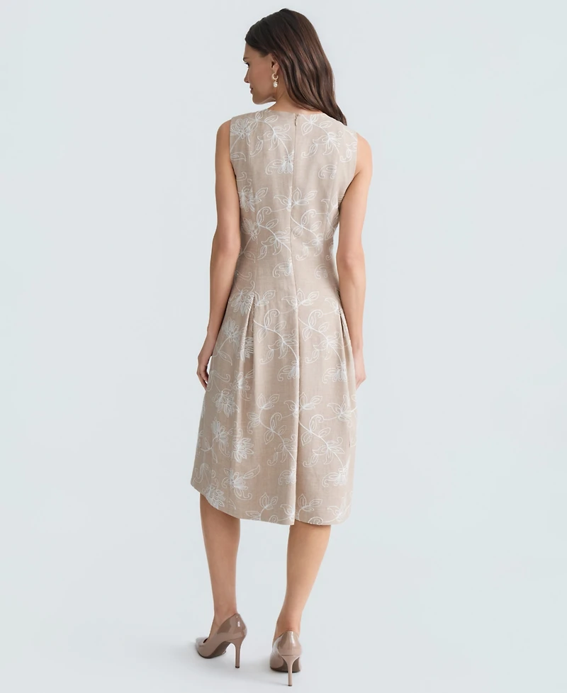 Kasper Women's Sleeveless Floral Embroidered A-Line Dress, Regular & Petite