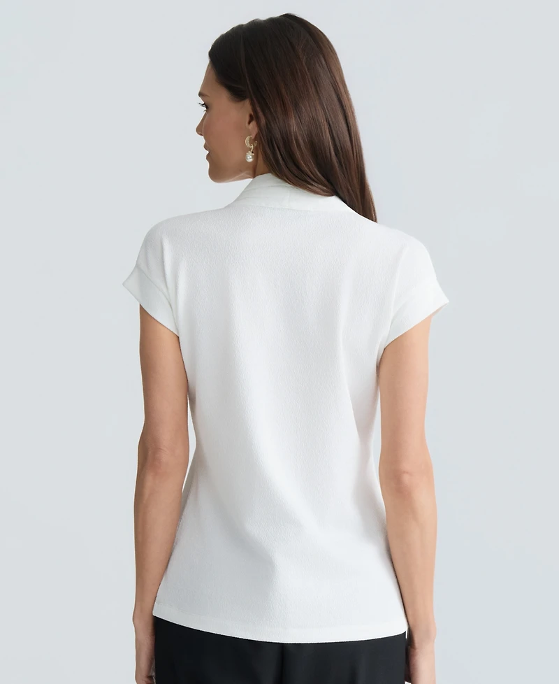 Kasper Women's Cap-Sleeve V-Neck Crepe Top