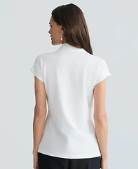 Kasper Women's Cap-Sleeve V-Neck Crepe Top