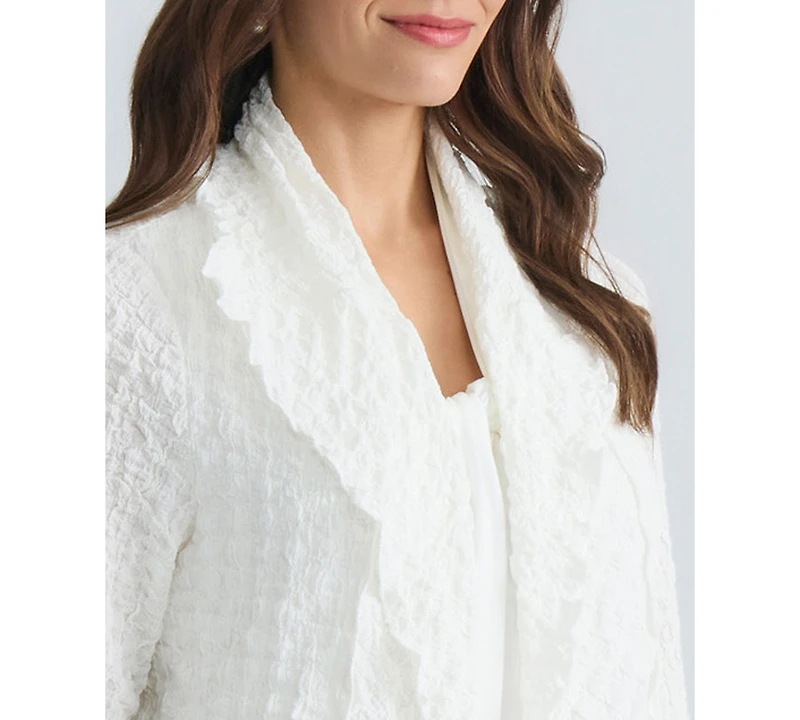 Kasper Women's 3/4-Sleeve Crinkle Knit Open-Front Jacket