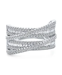 Bling Jewelry Modern Cz Cubic Zirconia Crossover Criss Cross Statement Cocktail Band Ring