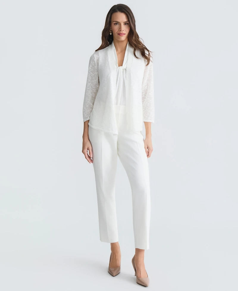 Kasper Women's Open-Front Long-Sleeve Cardigan