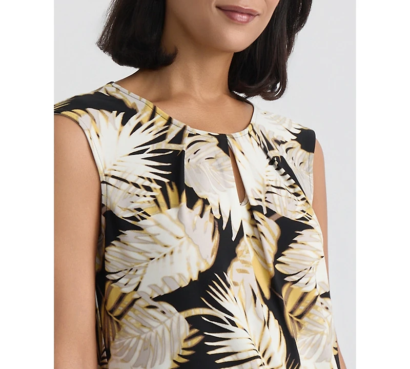 Kasper Women's Sleeveless Printed Keyhole Top
