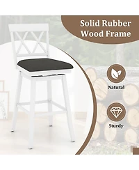 Sugift 29 Inches Set of 2 Swivel Bar Stools Counter Height Barstools with Backrest Upholstered Seat Cushion