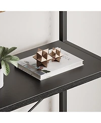 gaomon 5 Tier Arched Bookshelf, Marble Effect Tall Bookcase with Metal Frame