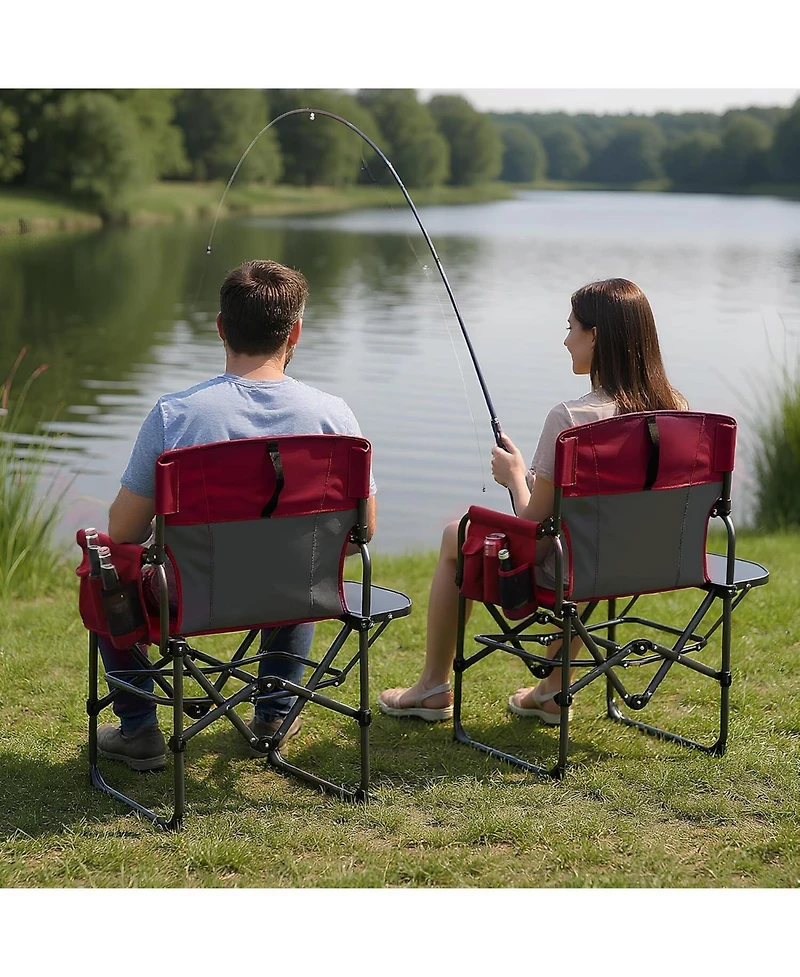 Xo 2 Pack Oversized Heavy Duty Camping Directors Chair, Portable Folding Lawn Chair for Beach, Fishing, Picnic