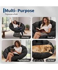 Xo Ergonomic 37" Wicker Papasan Chair with 360degree(s) Swivel Base for Home, Patio