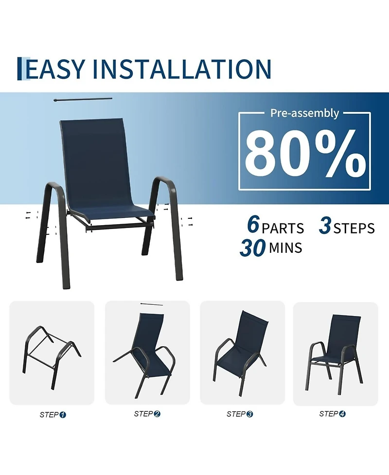 Xo Set of Outdoor Stackable Patio Chairs with High Back for Backyard Poolside Garden Balcony