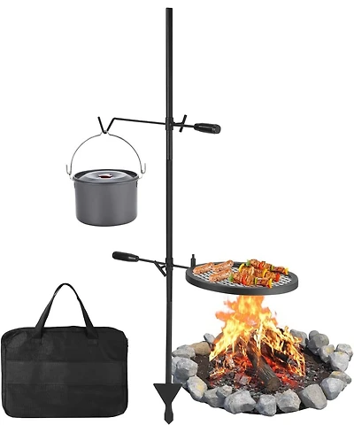 Xo Campfire Grill Grate, 13.4" x 13.4", Heavy Duty Steel Open Fire Grill Stand for Camping Bbq