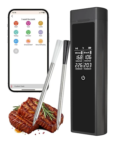 Xo Dual Probe Wireless Meat Thermometer, Bluetooth 5.3, Led Display, Usb-c for Grill Smoker Oven